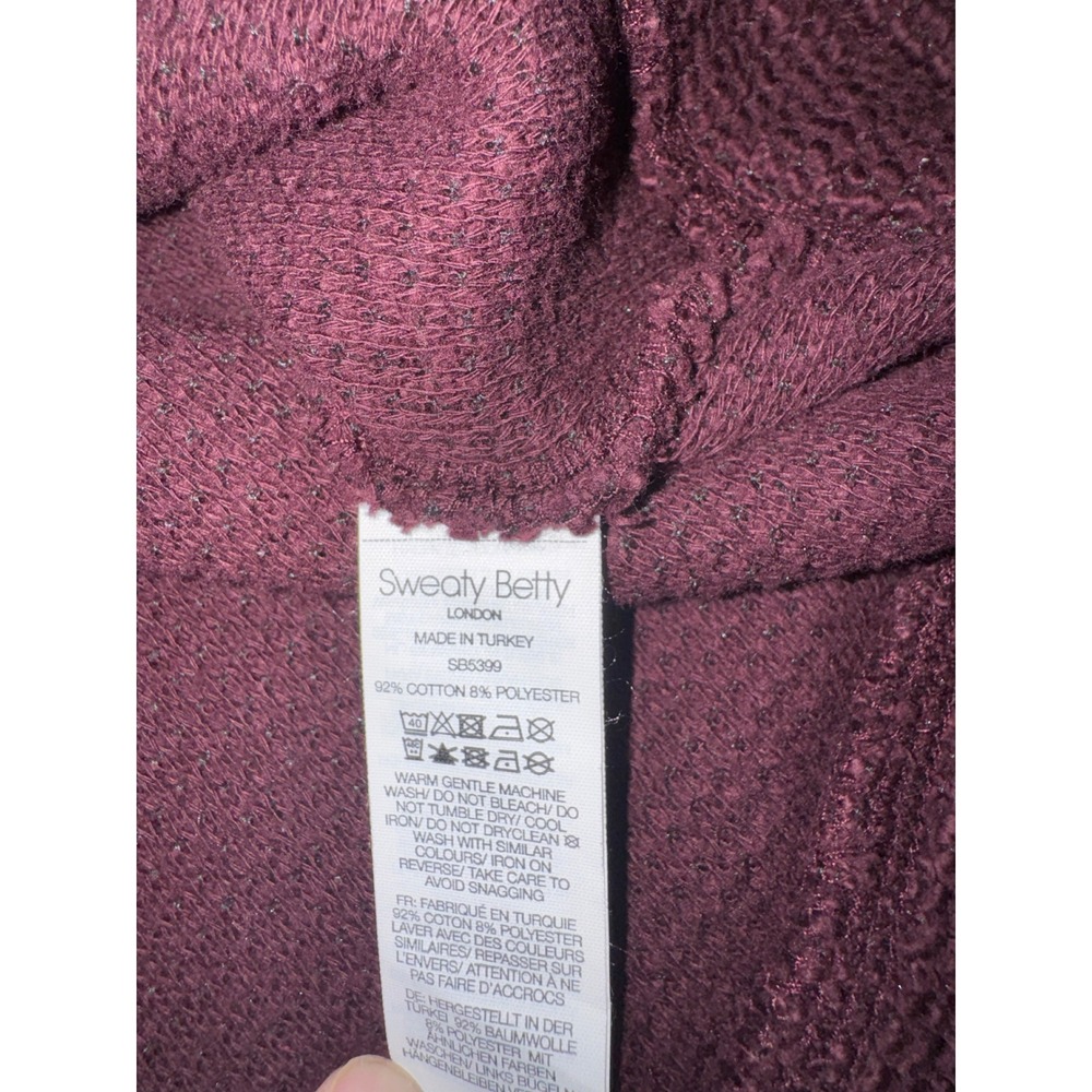 Sweaty Betty Burgundy Waffle Knit‎ Turtleneck Pullover Sweater Thumbholes Small - Picture 5 of 5